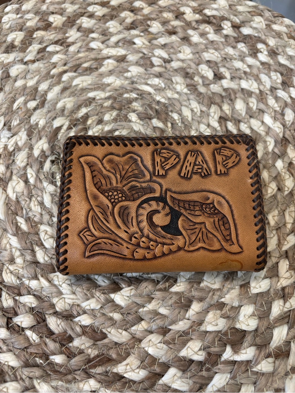 Hand-Tooled Leather Wallet - Tan